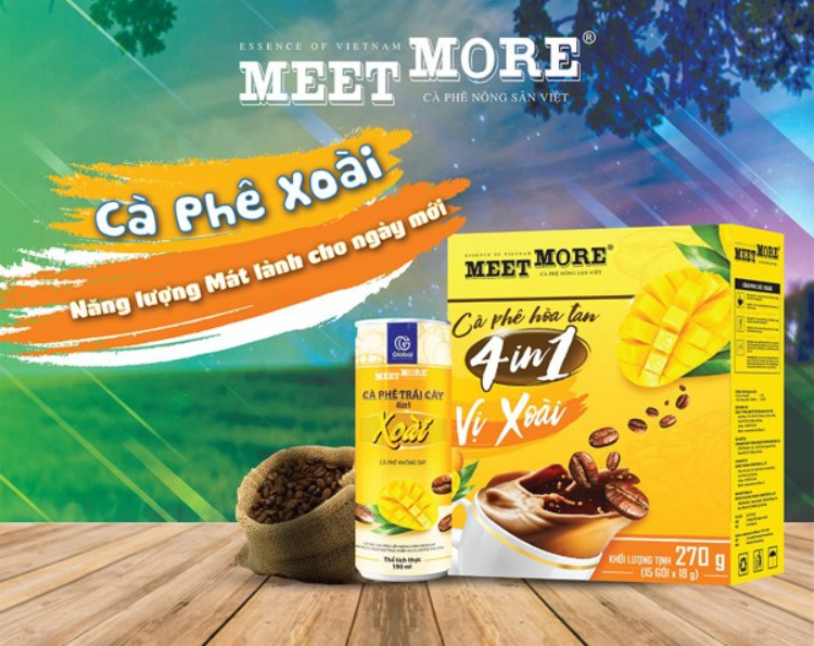 Cà phê hòa tan 4 trong 1 Meet More vị Xoài hộp 15 gói